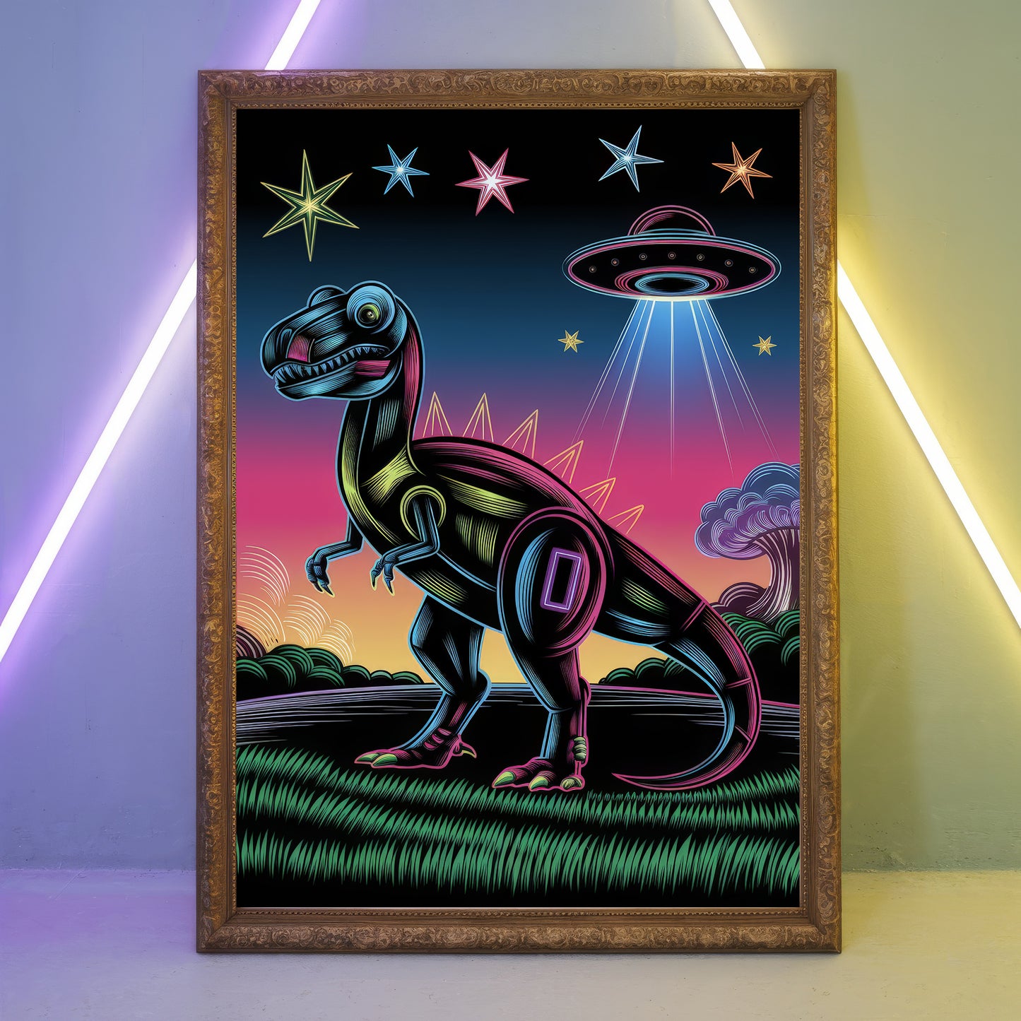 Funky Dinosaur 10 Wall Art Poster Print