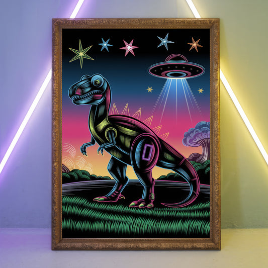 Funky Dinosaur 10 Wall Art Poster Print