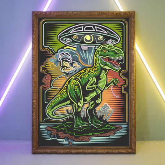 Funky Dinosaur 7 Wall Art Poster Print