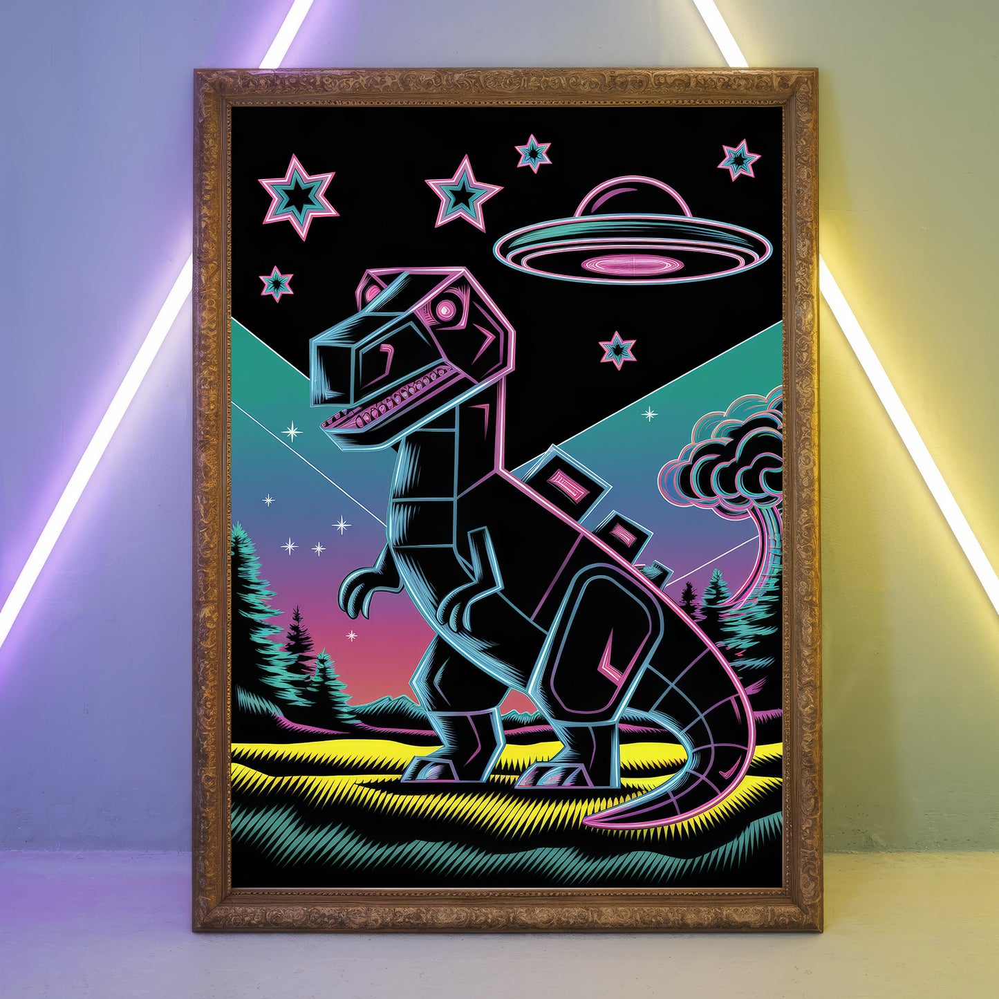 Funky Dinosaur 8 Wall Art Poster Print