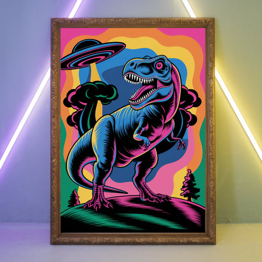 Funky Dinosaur 9 Wall Art Poster Print