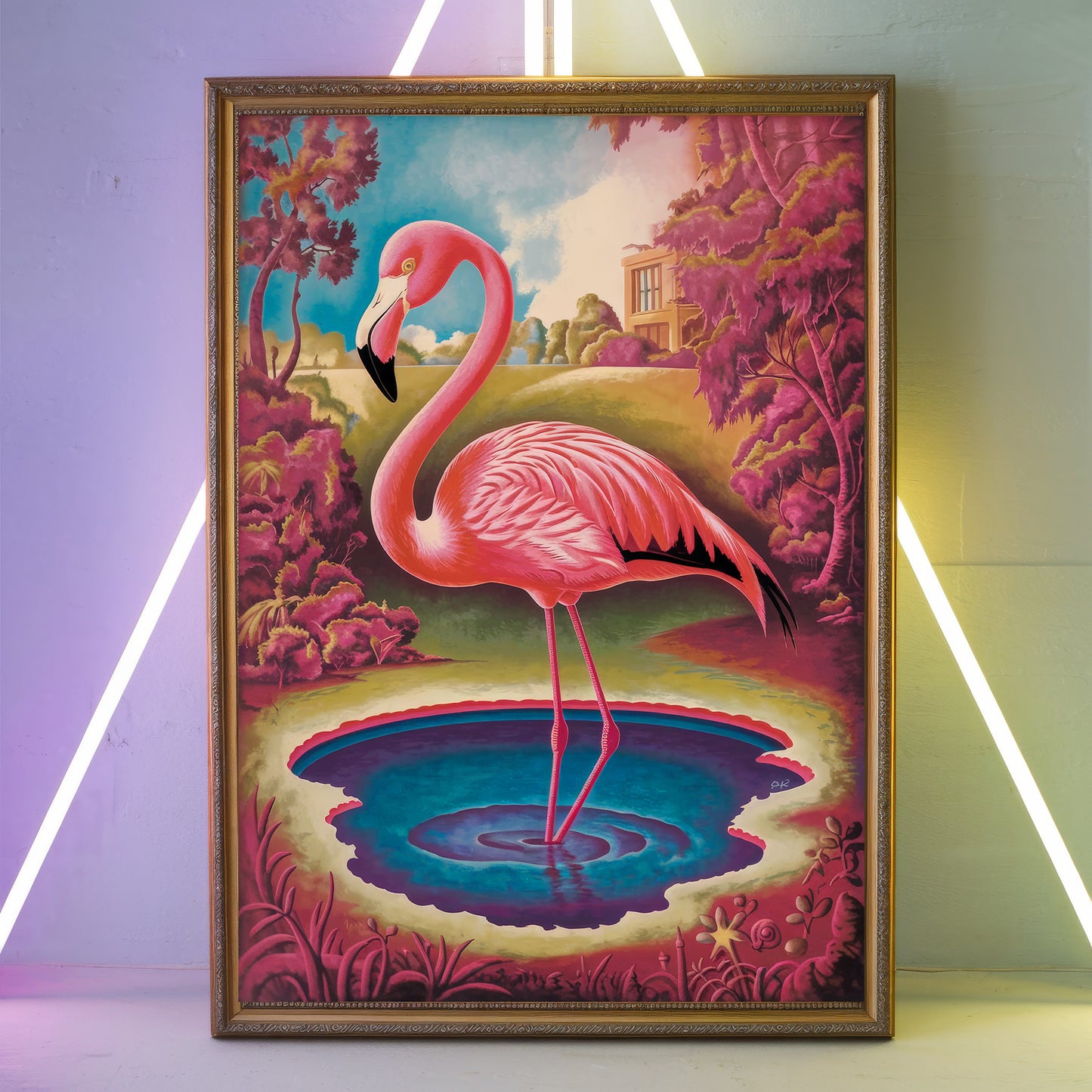 Funky Flamingo 1 Wall Art Poster Print
