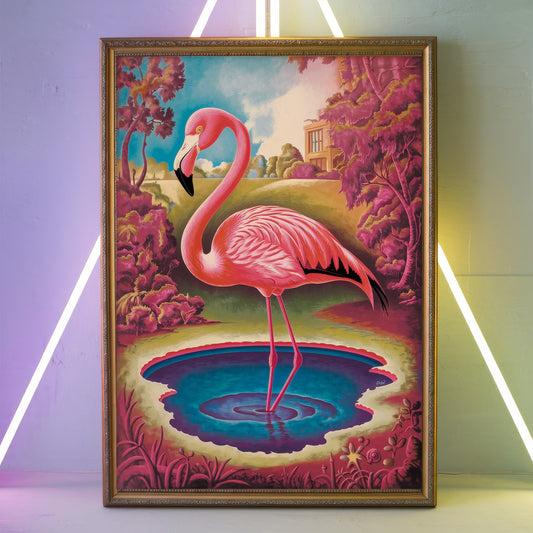 Funky Flamingo 1 Wall Art Poster Print