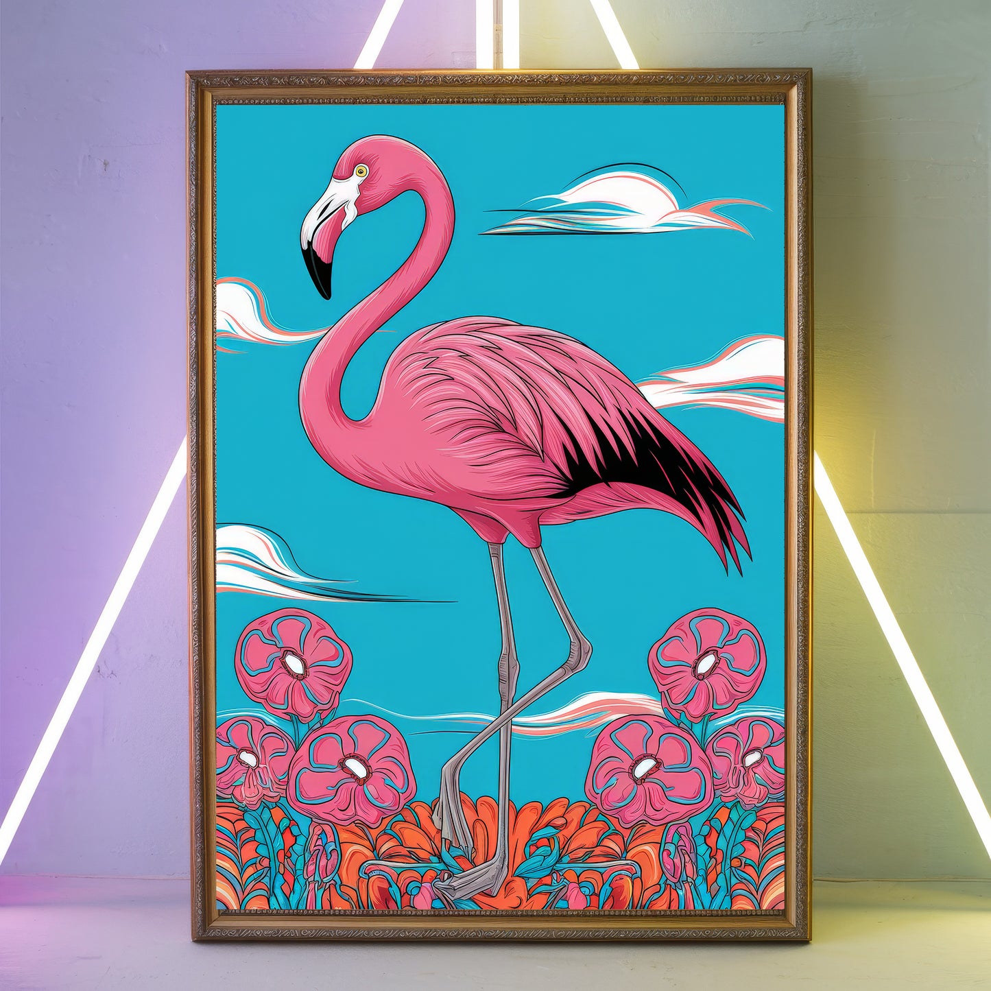 Funky Flamingo 2 Wall Art Poster Print