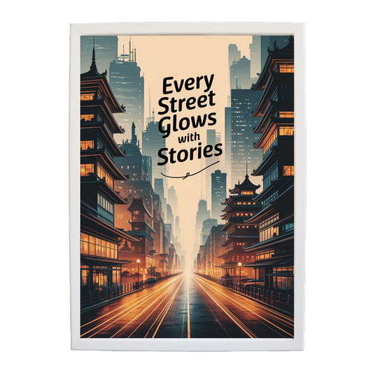 Every Street Glows with Stories - Neon Skyline Print