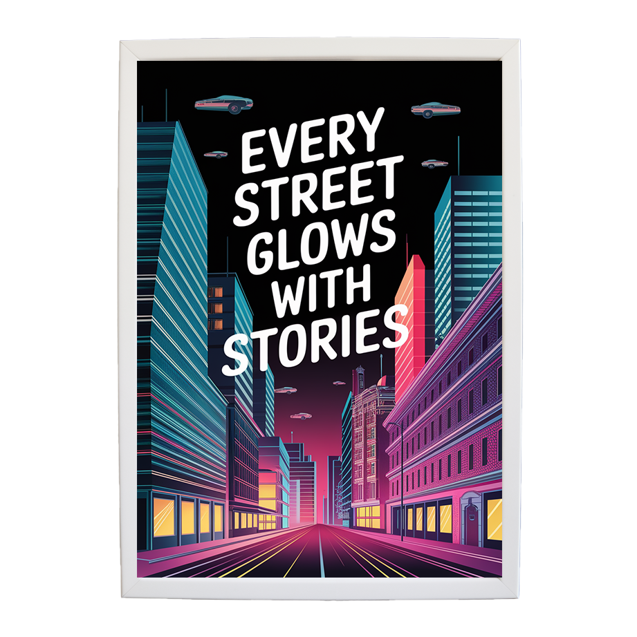 Futuristic Streetscape - Retro-Futurism Poster