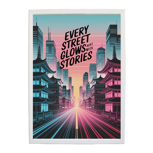 Neon Pagoda - Cyberpunk Cityscape Print