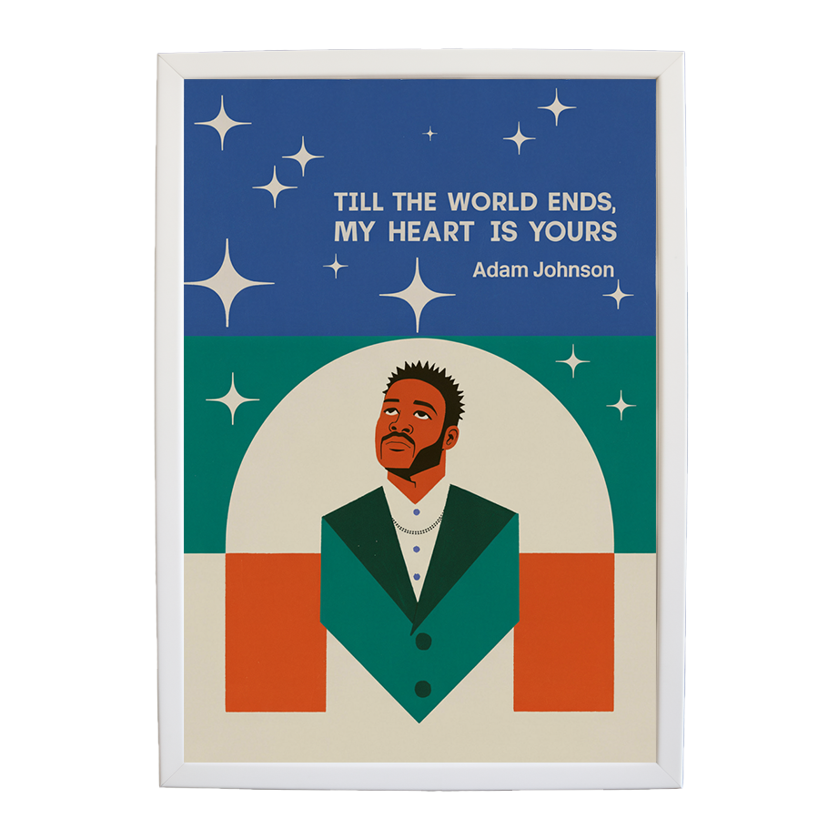 Adam Johnson 'Till The World Ends, My Heart Is Yours' art print #122 — music-inspired wall decor by Music Stag