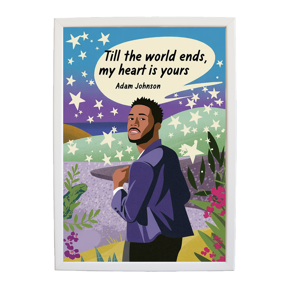 Adam Johnson 'Till The World Ends, My Heart Is Yours' art print #137 — music-inspired wall decor by Music Stag