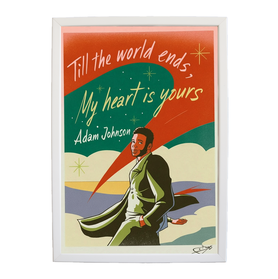 Adam Johnson 'Till The World Ends, My Heart Is Yours' art print #142 — music-inspired wall decor by Music Stag