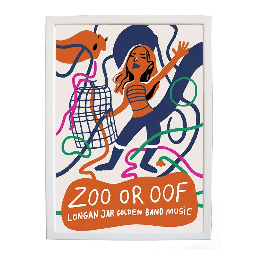 Longan Jar Golden Band Music – Retro Music Print – wall art print – Zoo or Oof – pulsing EDM, electronic, dance – Music Stag