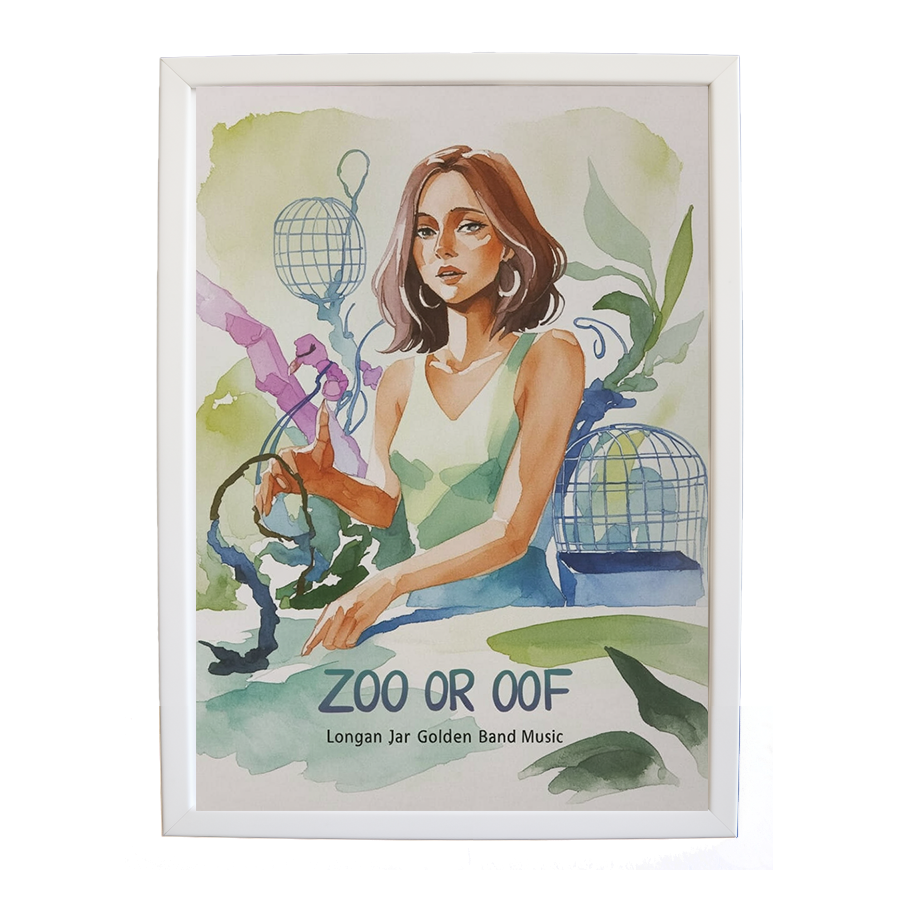 Longan Jar Golden Band Music – Emotive Music Art – wall art print – Zoo or Oof – pulsing EDM, electronic, dance – Music Stag