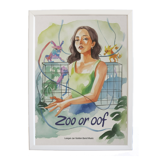 Longan Jar Golden Band Music – Retro Music Print – wall art print – Zoo or Oof – pulsing EDM, electronic, dance – Music Stag