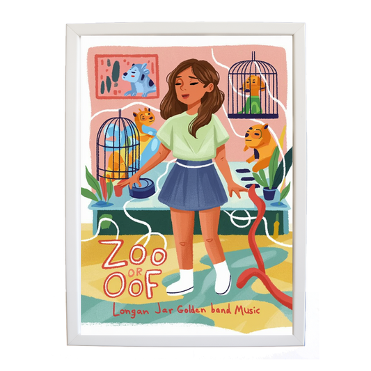 Longan Jar Golden Band Music – Modern Music Poster – wall art print – Zoo or Oof – pulsing EDM, electronic, dance – Music Stag