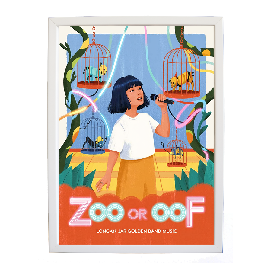 Longan Jar Golden Band Music – Music Album Poster – wall art print – Zoo or Oof – pulsing EDM, electronic, dance – Music Stag