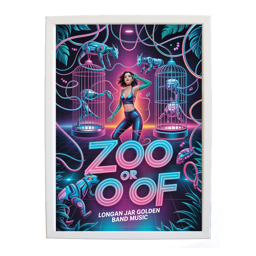 Longan Jar Golden Band Music – Music Room Wall Art – wall art print – Zoo or Oof – pulsing EDM, electronic, dance – Music Stag