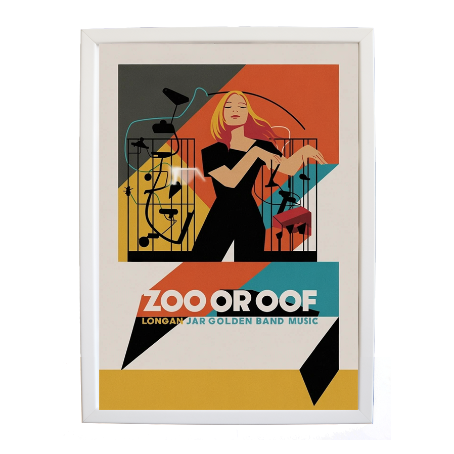 Longan Jar Golden Band Music – Song Inspired Art Print – wall art print – Zoo or Oof – pulsing EDM, electronic, dance – Music Stag