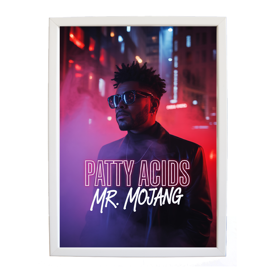Mr Mojang – Music Wall Print – wall art print – Patty Acids – Dark Pop / R&B. electronic, ambient pop, cinematic
inspired by The Weeknd – Music Stag