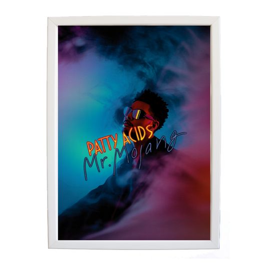 Mr Mojang – Retro Music Print – wall art print – Patty Acids – Dark Pop / R&B. electronic, ambient pop, cinematic
inspired by The Weeknd – Music Stag