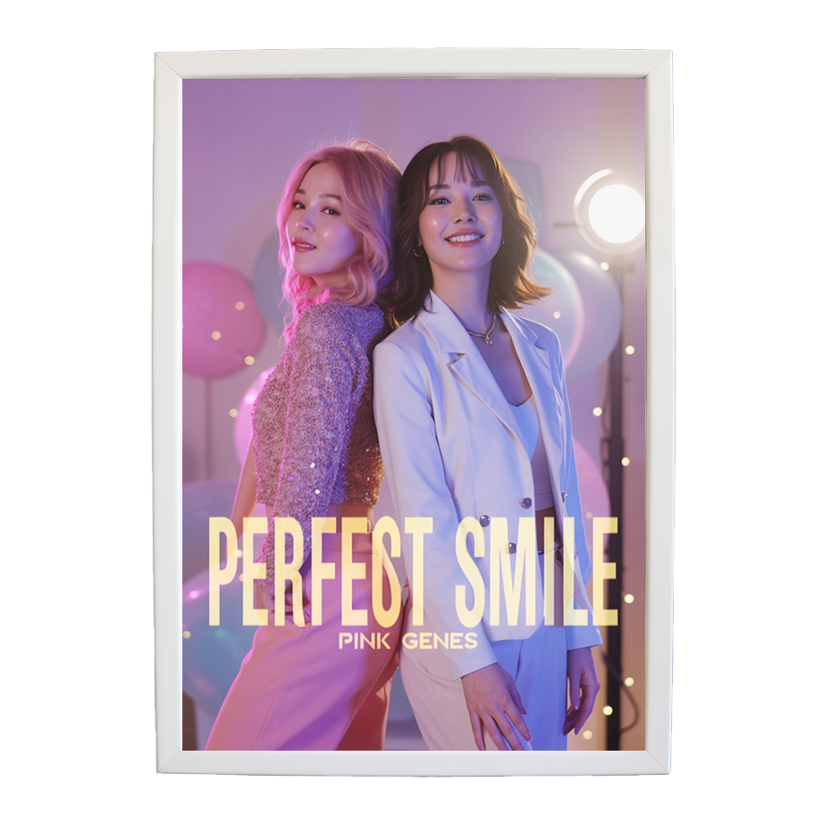 Pink Genes – Sound Inspired Wall Print – wall art print – Perfect Smile – k-pop, dance-pop and electronic female duo – Music Stag