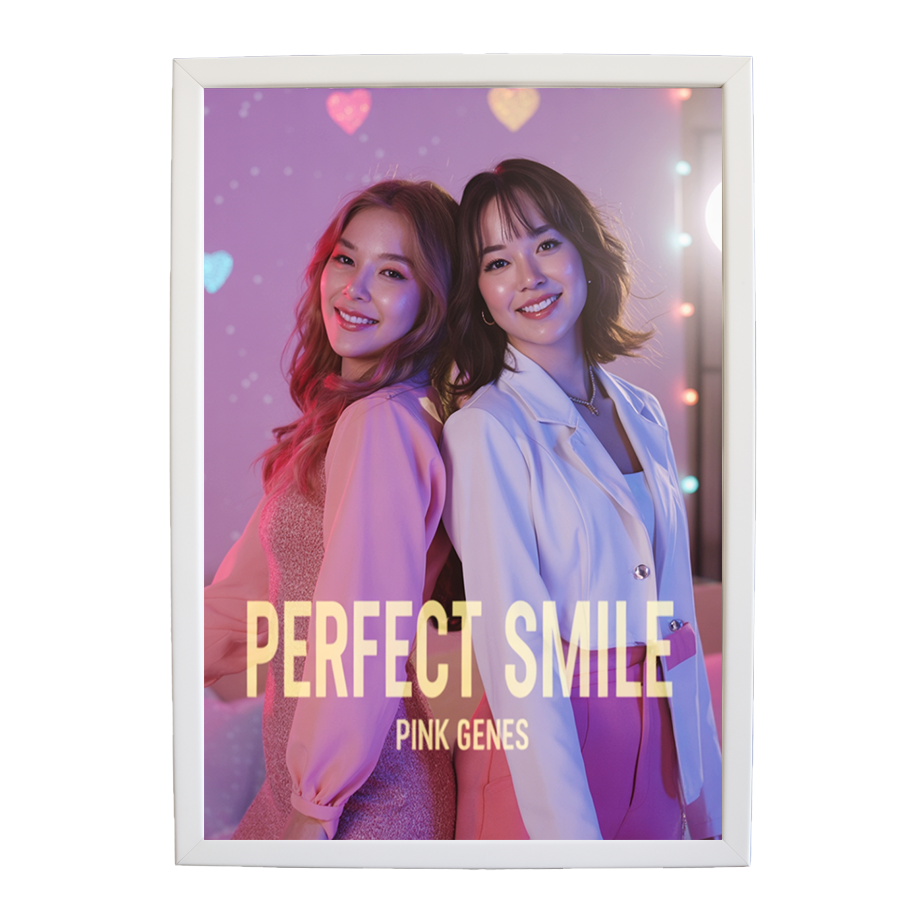 Pink Genes – Emotive Music Art – wall art print – Perfect Smile – k-pop, dance-pop and electronic female duo – Music Stag