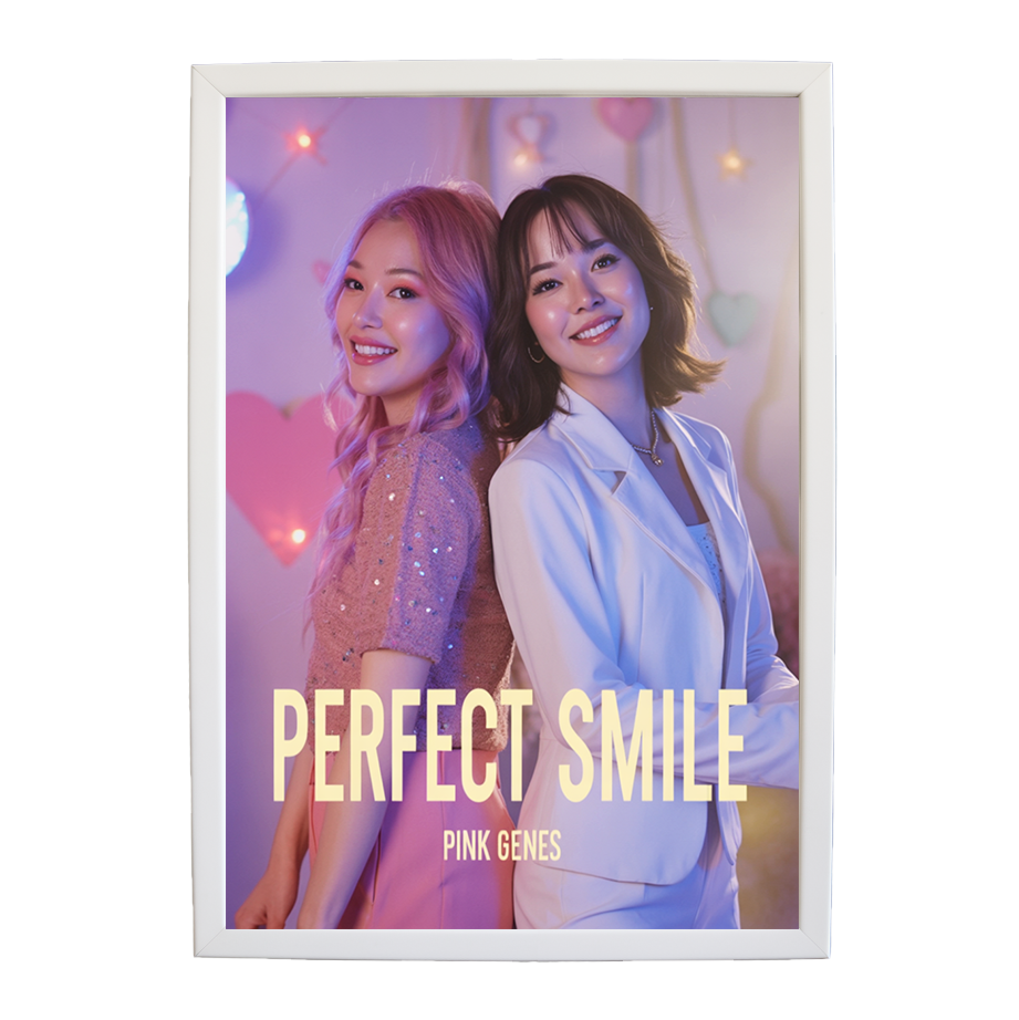 Pink Genes – Home Music Decor Print – wall art print – Perfect Smile – k-pop, dance-pop and electronic female duo – Music Stag