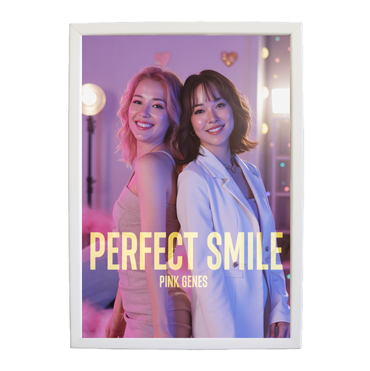 Pink Genes – Music Illustration Print – wall art print – Perfect Smile – k-pop, dance-pop and electronic female duo – Music Stag