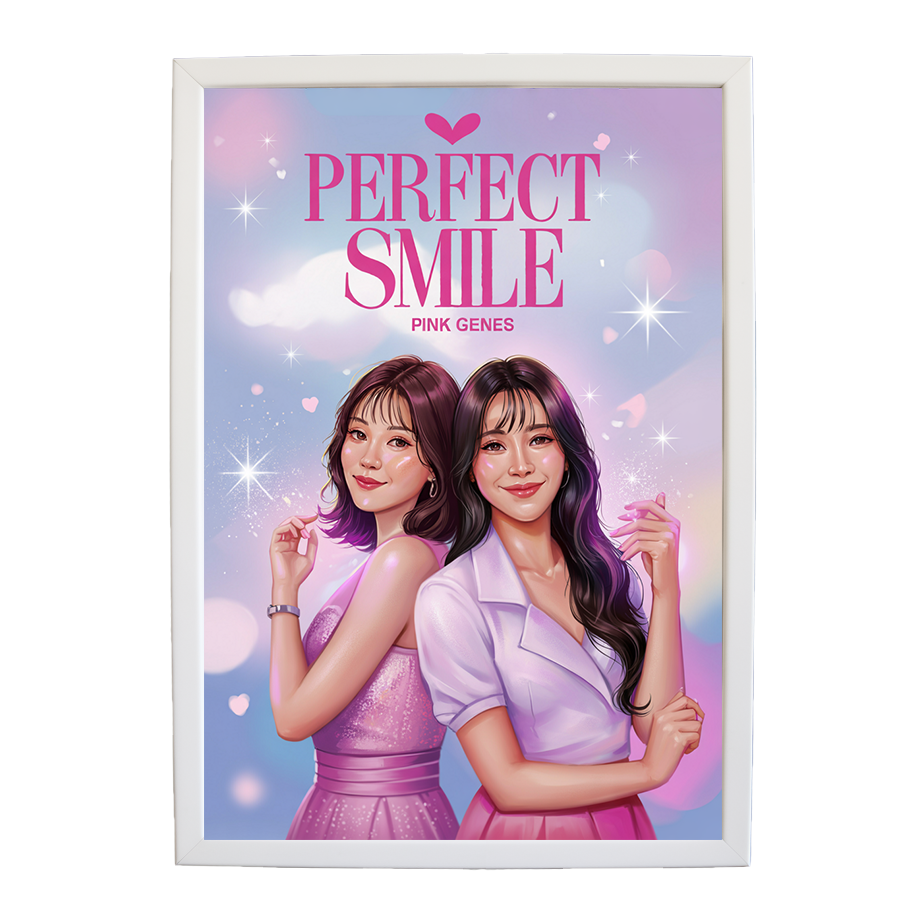 Pink Genes – Music Album Poster – wall art print – Perfect Smile – k-pop, dance-pop and electronic female duo – Music Stag