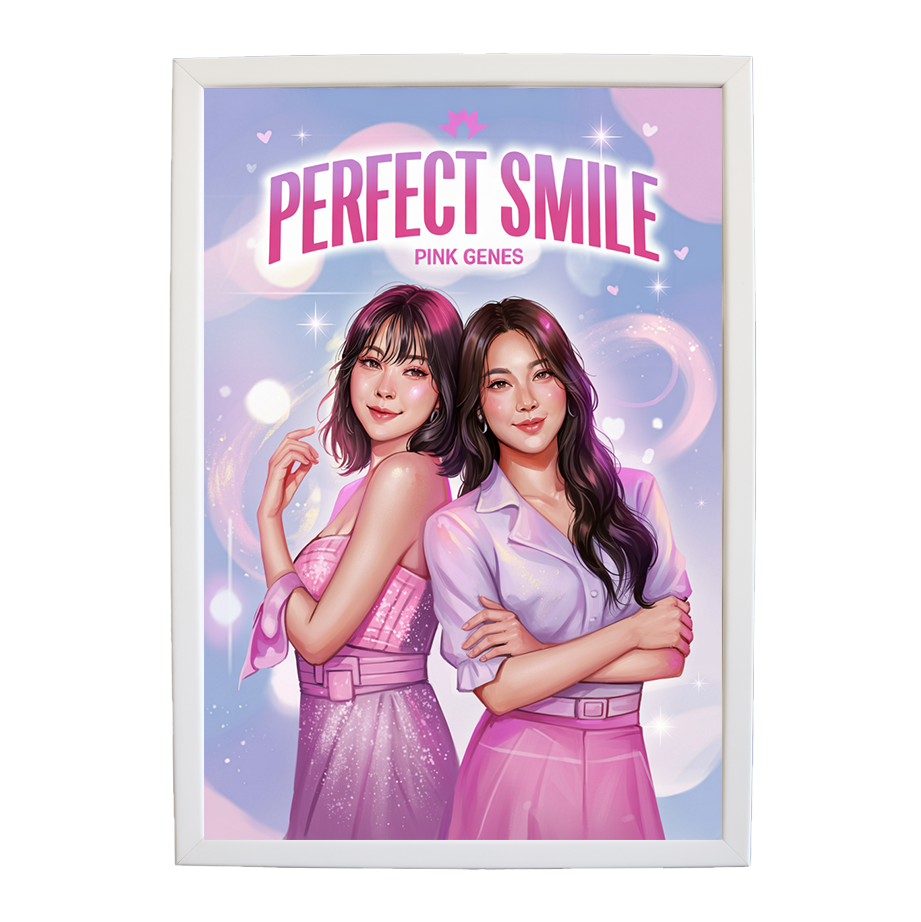 Pink Genes – Music Album Poster – wall art print – Perfect Smile – k-pop, dance-pop and electronic female duo – Music Stag