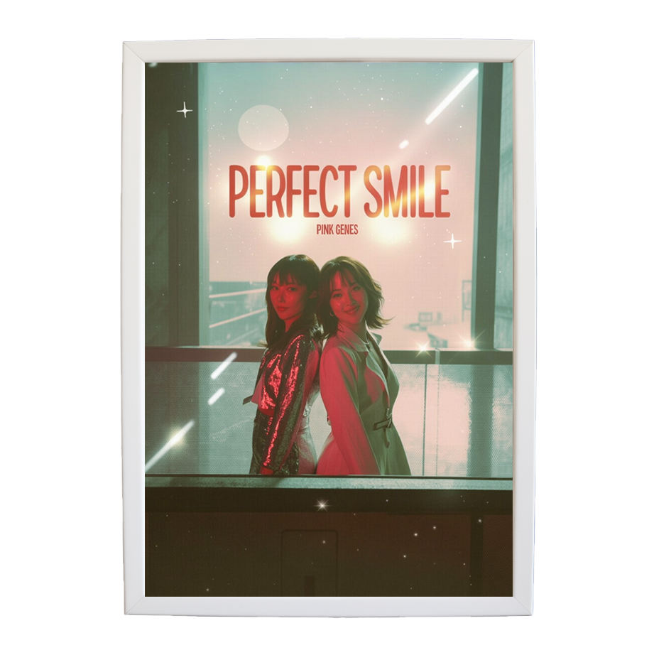 Pink Genes – Music Album Poster – wall art print – Perfect Smile – k-pop, dance-pop and electronic female duo – Music Stag