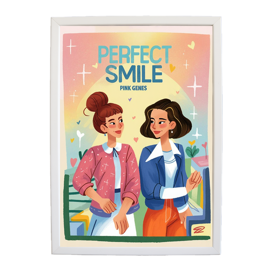 Pink Genes – Music Illustration Print – wall art print – Perfect Smile – k-pop, dance-pop and electronic female duo – Music Stag