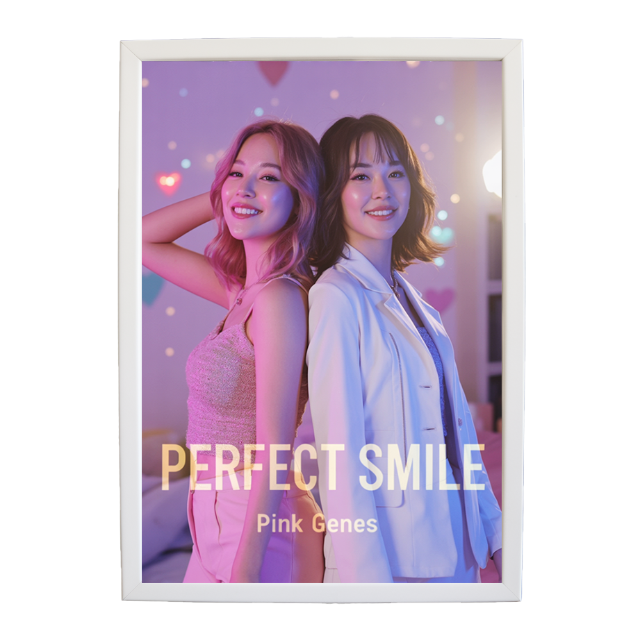 Pink Genes – Music Theme Poster – wall art print – Perfect Smile – k-pop, dance-pop and electronic female duo – Music Stag