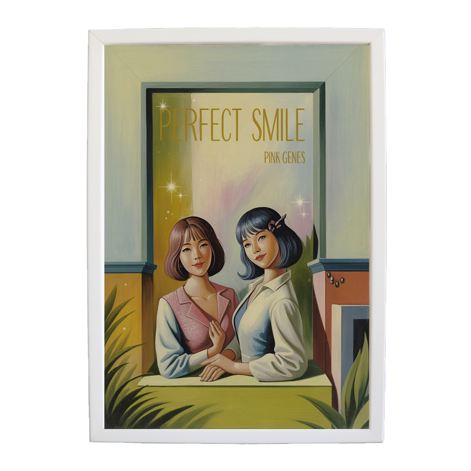 Pink Genes – Retro Music Print – wall art print – Perfect Smile – k-pop, dance-pop and electronic female duo – Music Stag