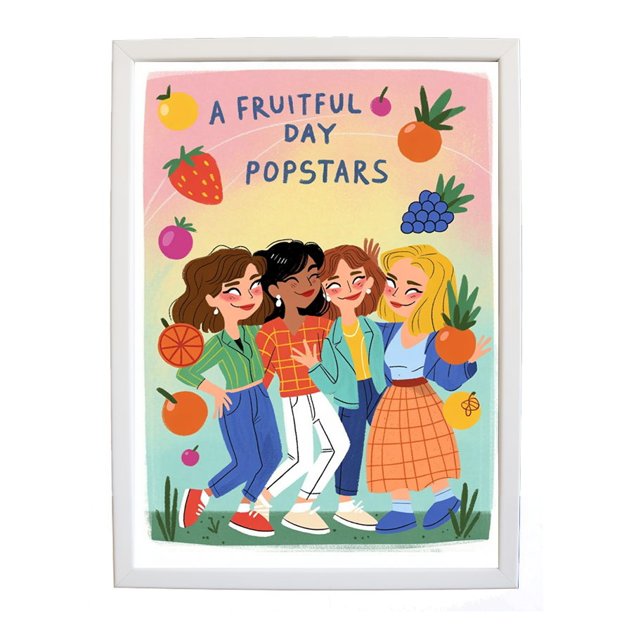 Popstars – Music Wall Print – wall art print – A Fruitful Day – punchy electronic pop, four piece girl band – Music Stag