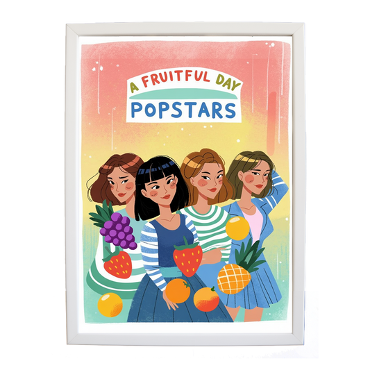 Popstars – Music Theme Poster – wall art print – A Fruitful Day – punchy electronic pop, four piece girl band – Music Stag