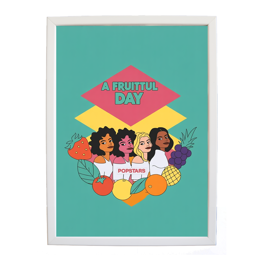Popstars – Music Album Poster – wall art print – A Fruitful Day – punchy electronic pop, four piece girl band – Music Stag
