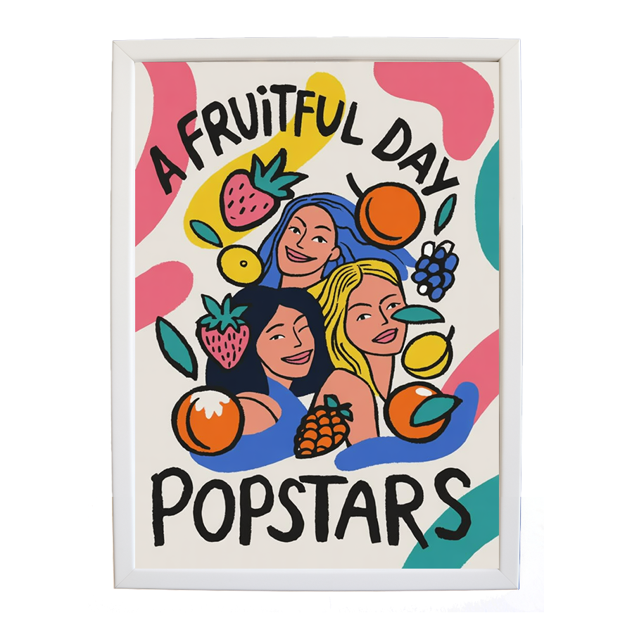 Popstars – Music Art Poster – wall art print – A Fruitful Day – punchy electronic pop, four piece girl band – Music Stag