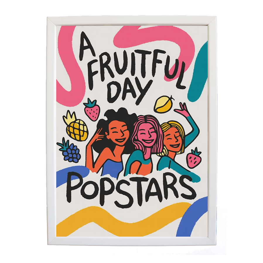 Popstars – Music Artwork for Home – wall art print – A Fruitful Day – punchy electronic pop, four piece girl band – Music Stag