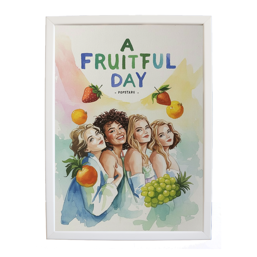 Popstars – Music Inspired Artwork – wall art print – A Fruitful Day – punchy electronic pop, four piece girl band – Music Stag