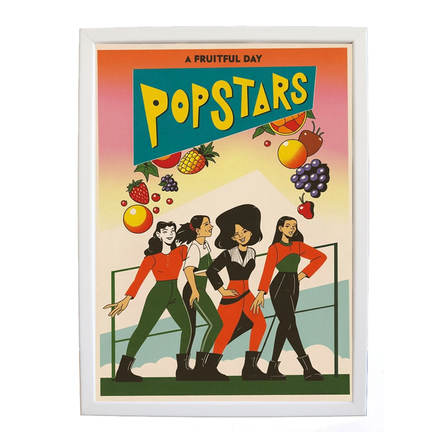Popstars – Modern Wall Art for Music Lovers – wall art print – A Fruitful Day – punchy electronic pop, four piece girl band – Music Stag