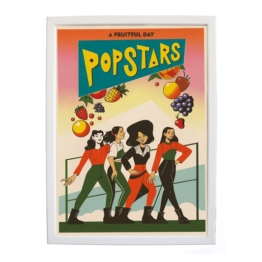 Popstars – Modern Wall Art for Music Lovers – wall art print – A Fruitful Day – punchy electronic pop, four piece girl band – Music Stag