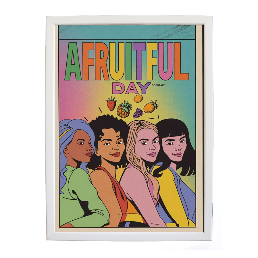 Popstars – Music Theme Poster – wall art print – A Fruitful Day – punchy electronic pop, four piece girl band – Music Stag