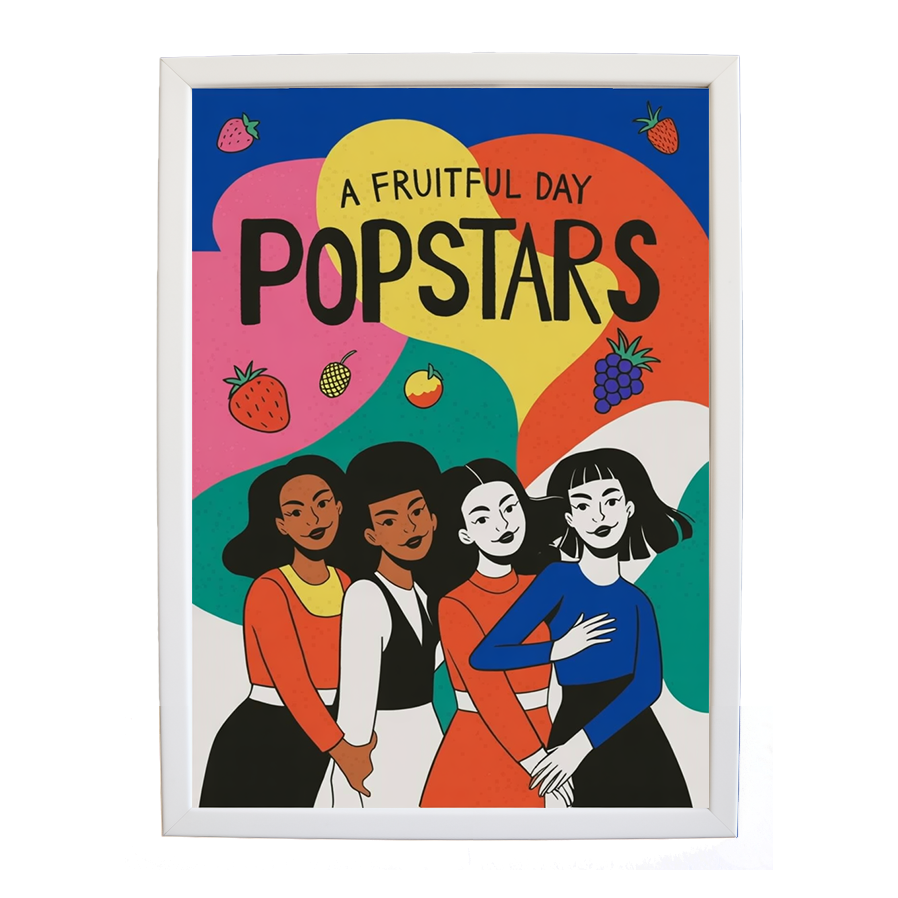 Popstars – Song Wall Art Print – wall art print – A Fruitful Day – punchy electronic pop, four piece girl band – Music Stag