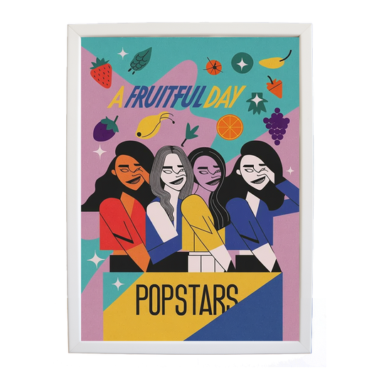 Popstars – Retro Music Print – wall art print – A Fruitful Day – punchy electronic pop, four piece girl band – Music Stag