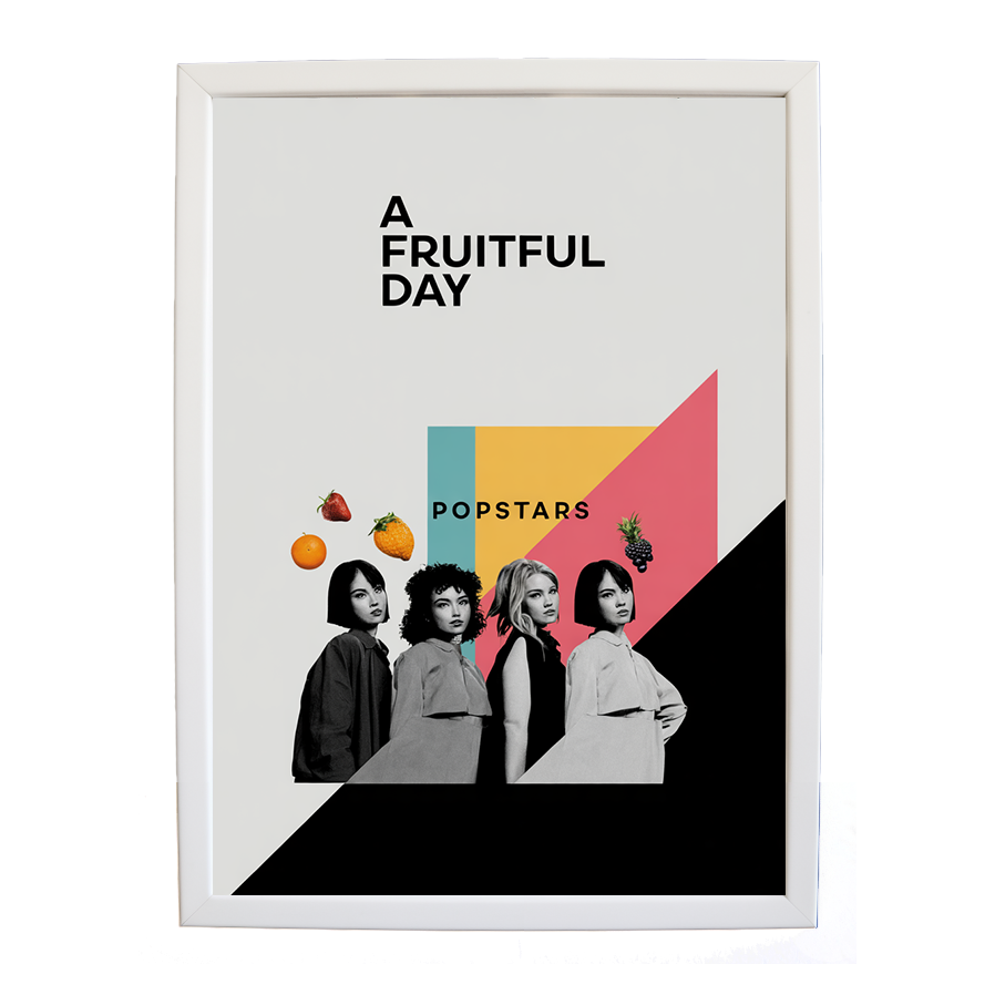Popstars – Music Album Poster – wall art print – A Fruitful Day – punchy electronic pop, four piece girl band – Music Stag