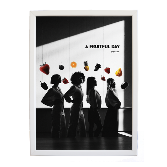 Popstars – Music Illustration Print – wall art print – A Fruitful Day – punchy electronic pop, four piece girl band – Music Stag