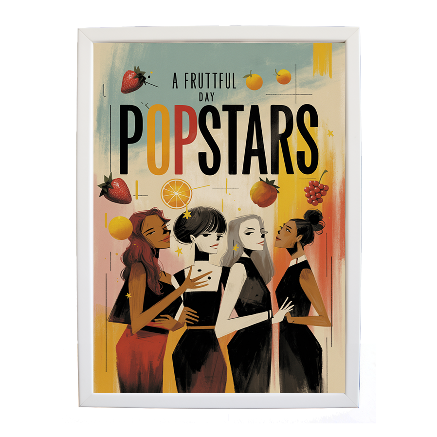 Popstars – Music Art Print – wall art print – A Fruitful Day – punchy electronic pop, four piece girl band – Music Stag