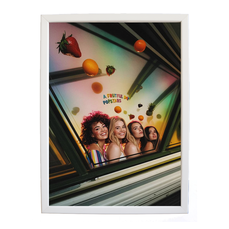 Popstars – Minimalist Music Poster – wall art print – A Fruitful Day – punchy electronic pop, four piece girl band – Music Stag