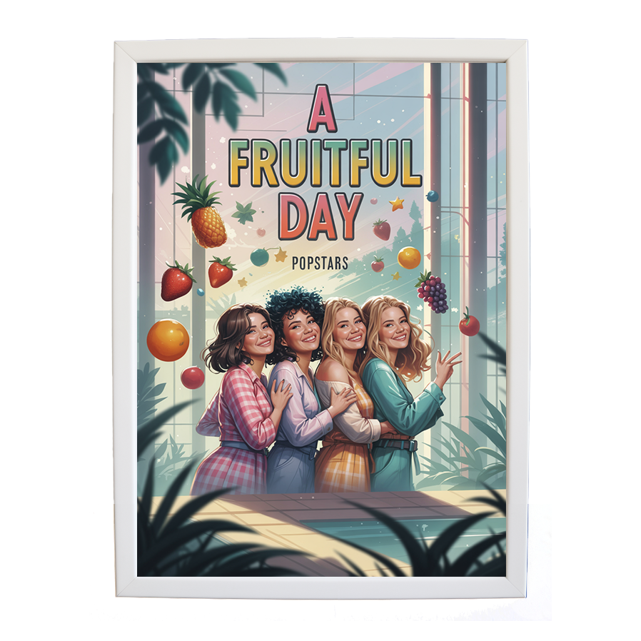 Popstars – Music Art Print – wall art print – A Fruitful Day – punchy electronic pop, four piece girl band – Music Stag