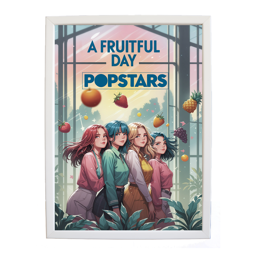 Popstars – Minimalist Music Poster – wall art print – A Fruitful Day – punchy electronic pop, four piece girl band – Music Stag